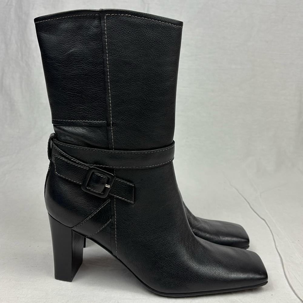Vintage Nine West Black Square Toe Boots